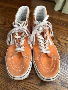 Vans Orange Suede Sk8-Hi Sneakers with White Details